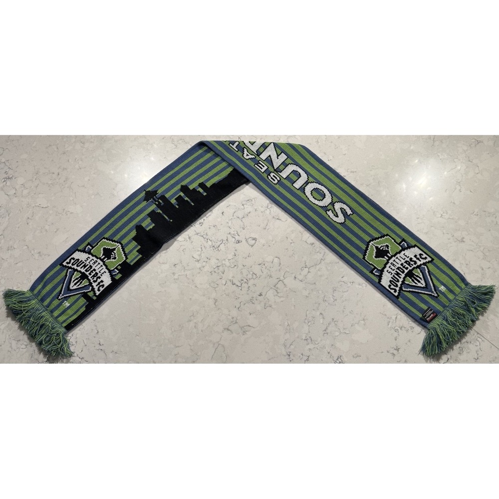Seattle‎ Sounders FC Ruffneck Scarf OS Green Blue MLS Soccer Skyline Reversible